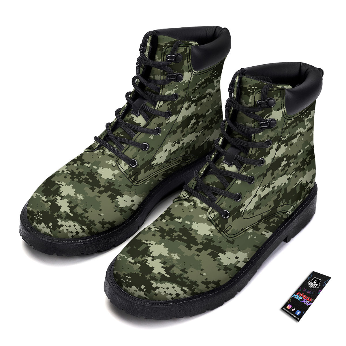 Digital Camo Desert Print Pattern Boots-grizzshop