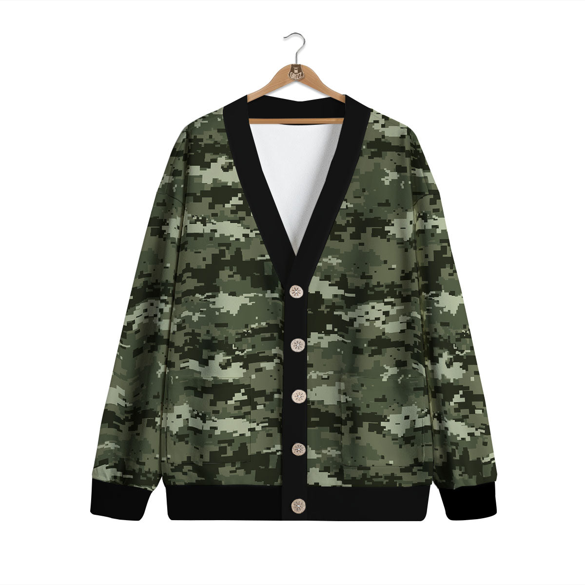 Digital Camo Desert Print Pattern Cardigan-grizzshop