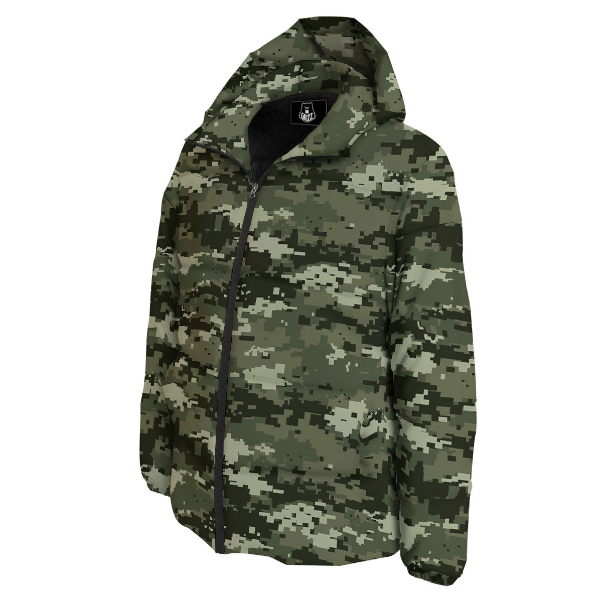 Digital Camo Desert Print Pattern Down Jacket-grizzshop