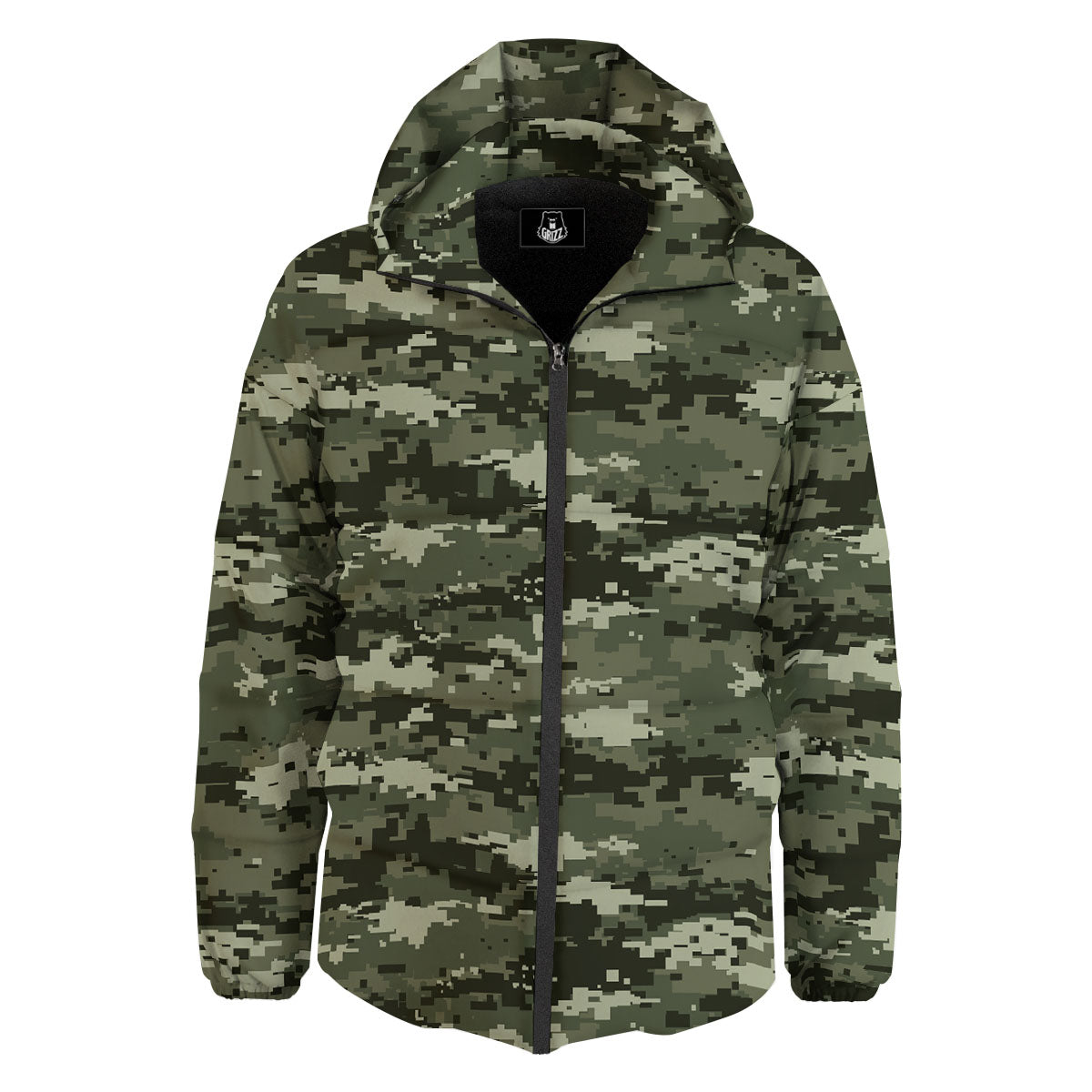 Digital Camo Desert Print Pattern Down Jacket-grizzshop