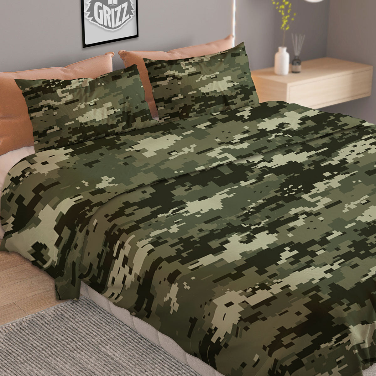 Digital Camo Desert Print Pattern Duvet Cover Bedding Set