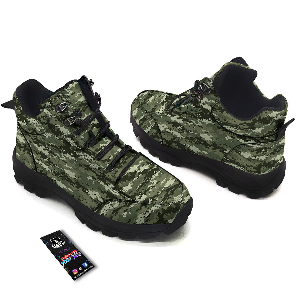 Digital Camo Desert Print Pattern Hiking Shoes-grizzshop