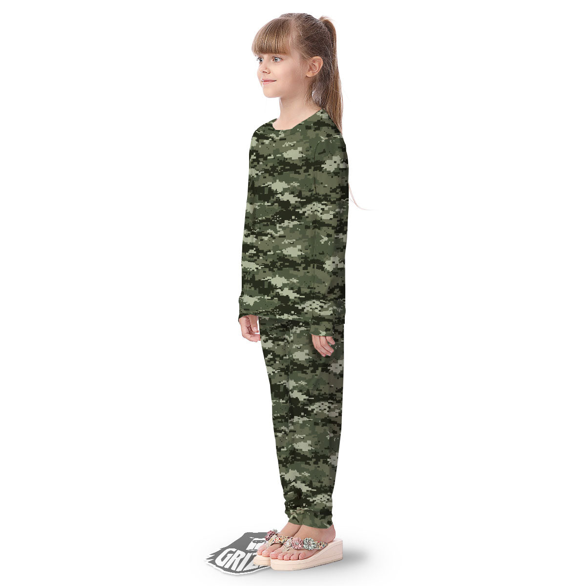 Digital Camo Desert Print Pattern Kid's Pajamas-grizzshop
