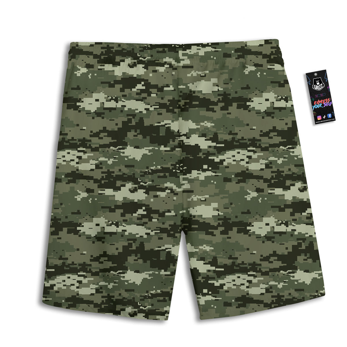 Dark Green Palm Tree Print Pattern Men's Athletic Shorts