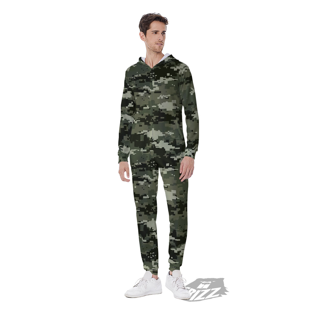 Digital Camo Desert Print Pattern Men's Jumpsuit-grizzshop