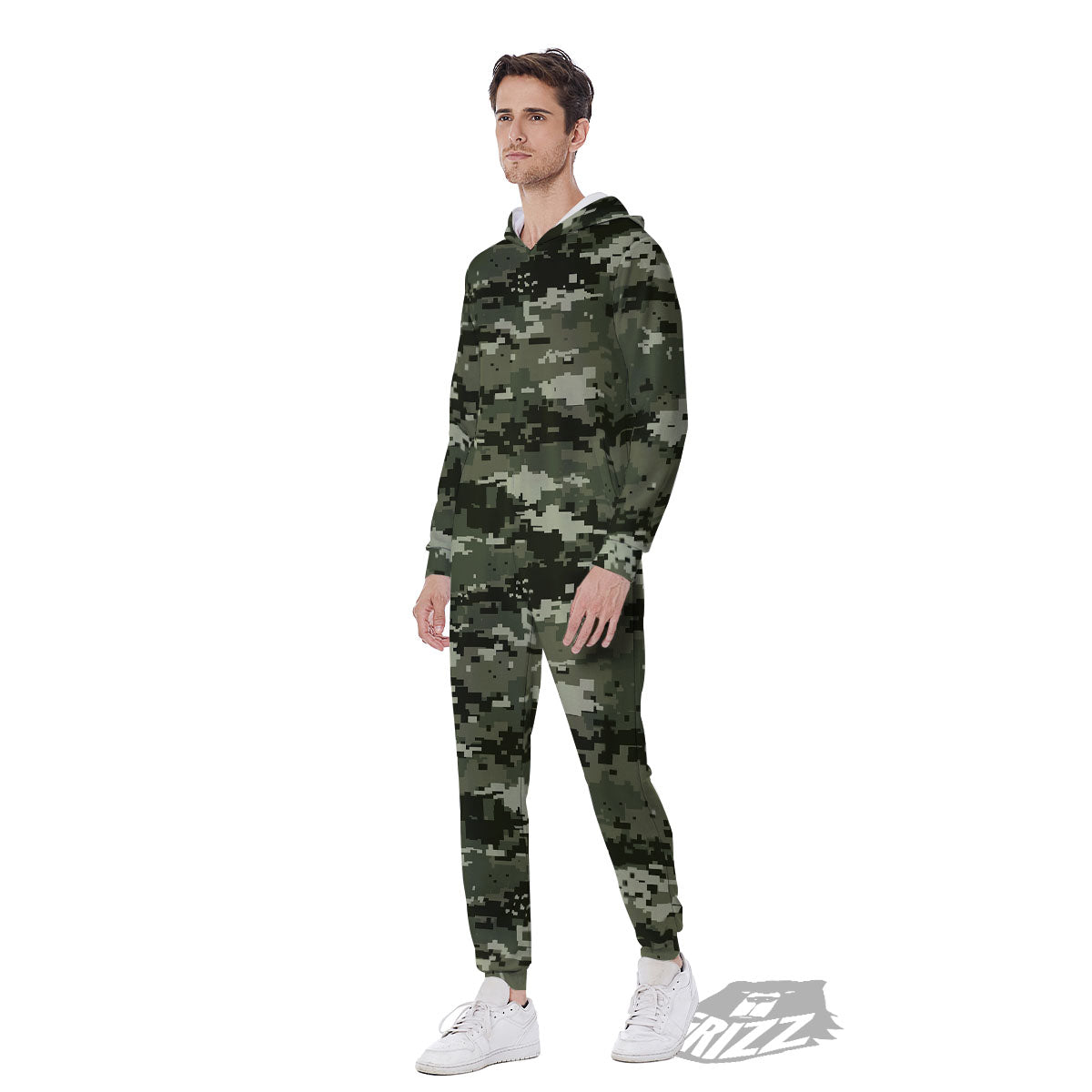 Digital Camo Desert Print Pattern Men's Jumpsuit-grizzshop