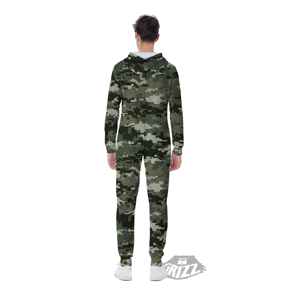 Digital Camo Desert Print Pattern Men's Jumpsuit-grizzshop