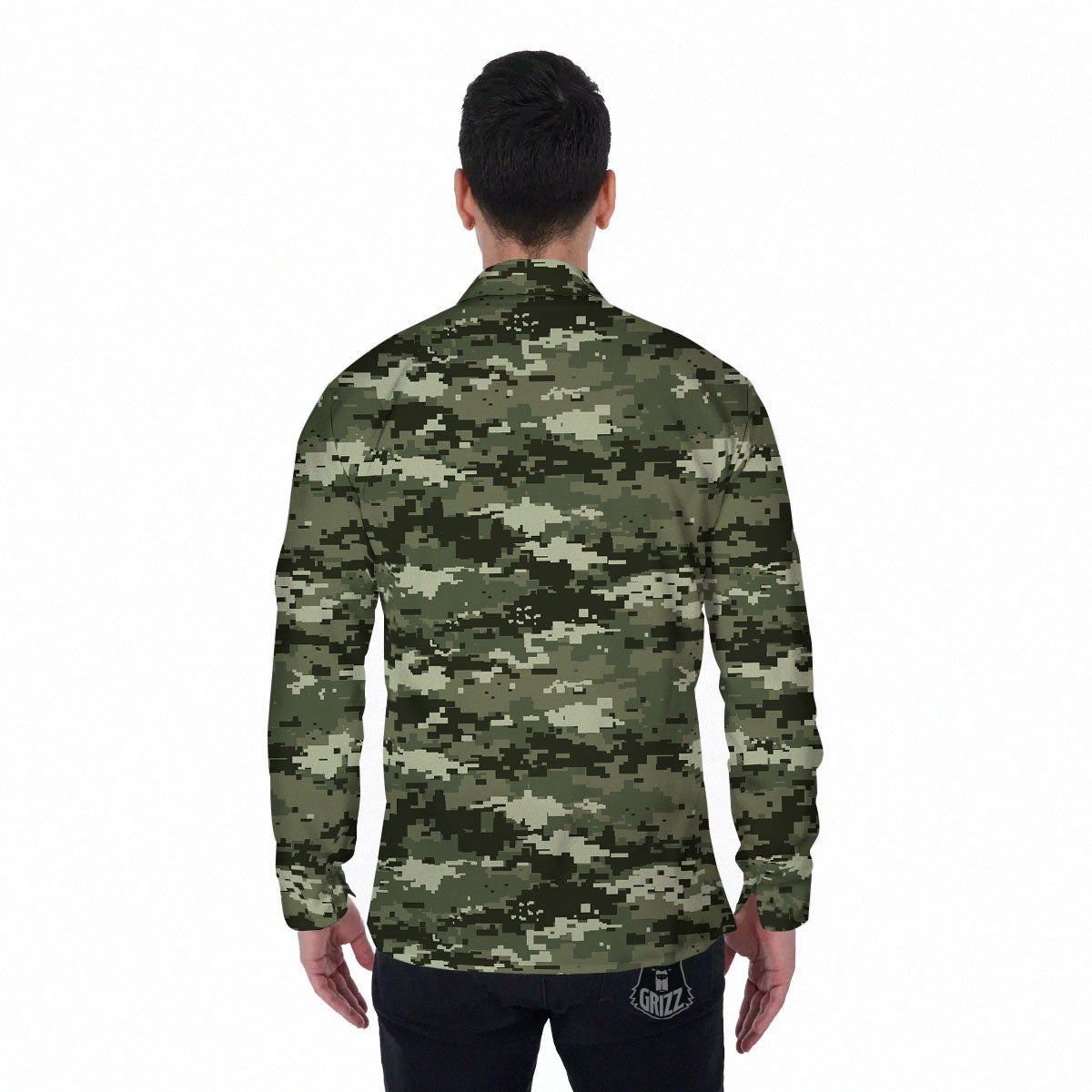 Digital Camo Desert Print Pattern Men's Long Sleeve Shirts-grizzshop