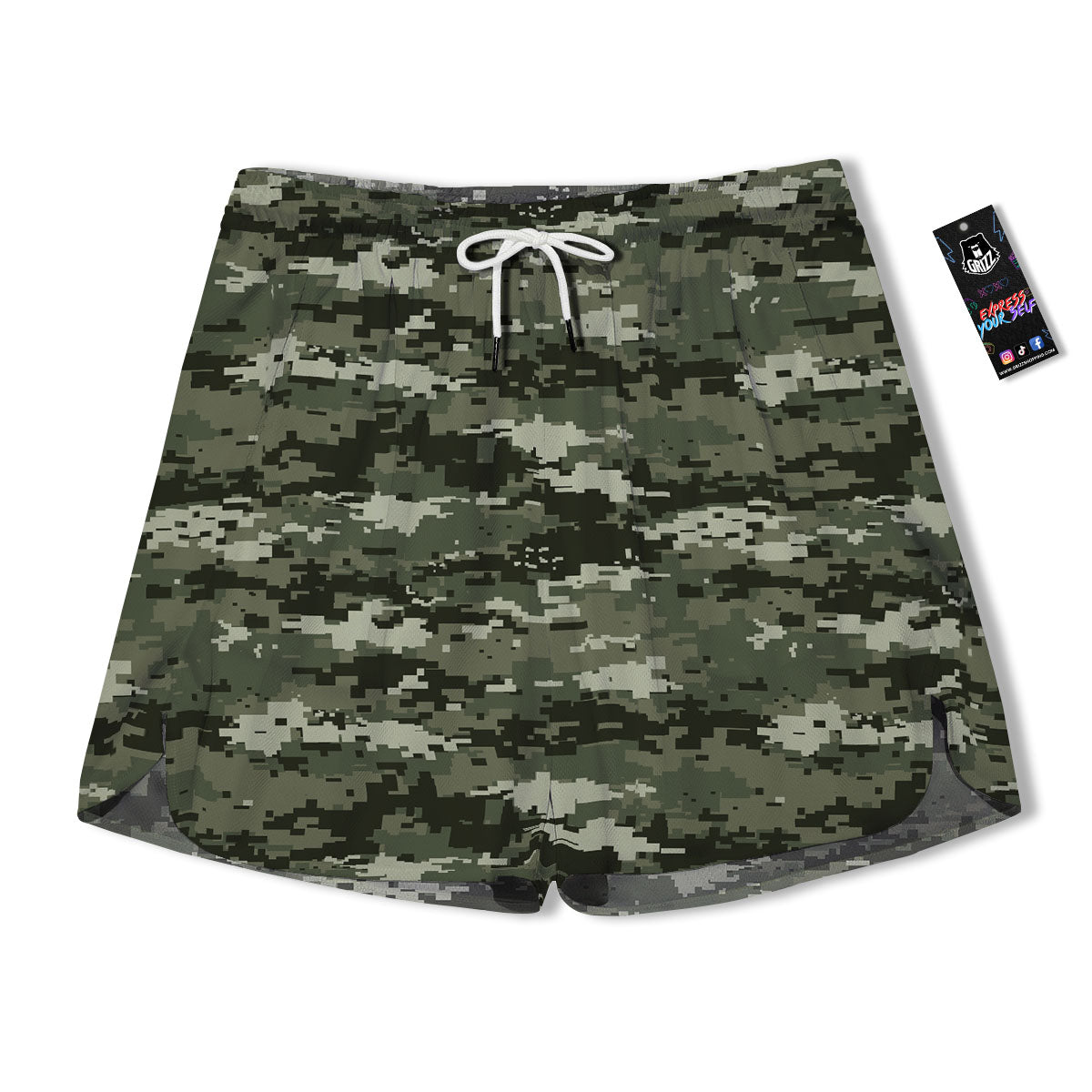 Digital Camo Desert Print Pattern Men's Running Shorts-grizzshop