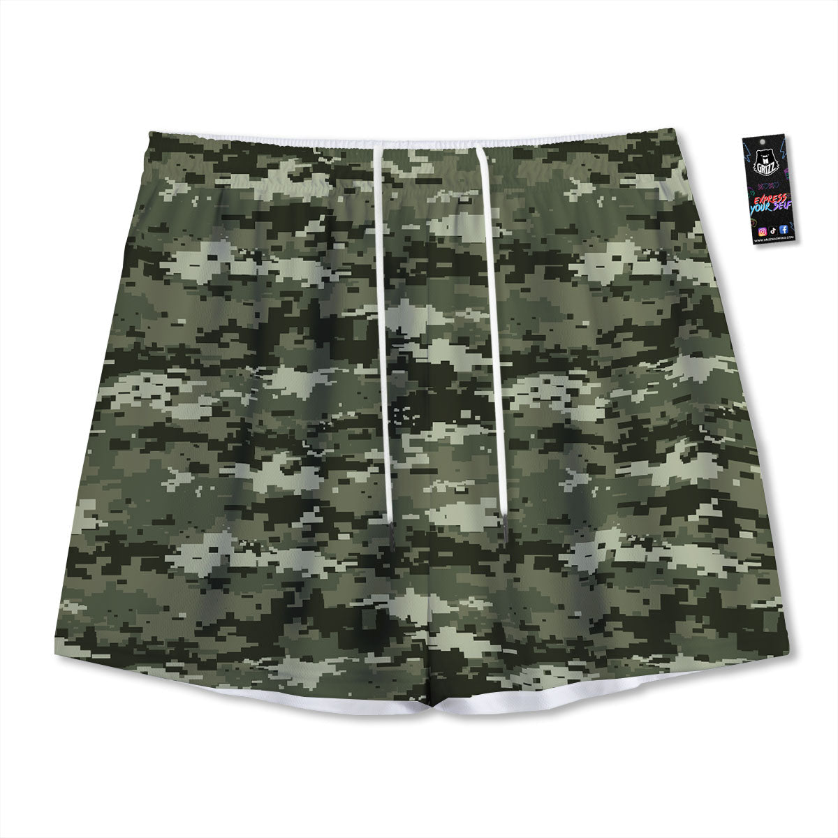 Digital Camo Desert Print Pattern Mesh Shorts