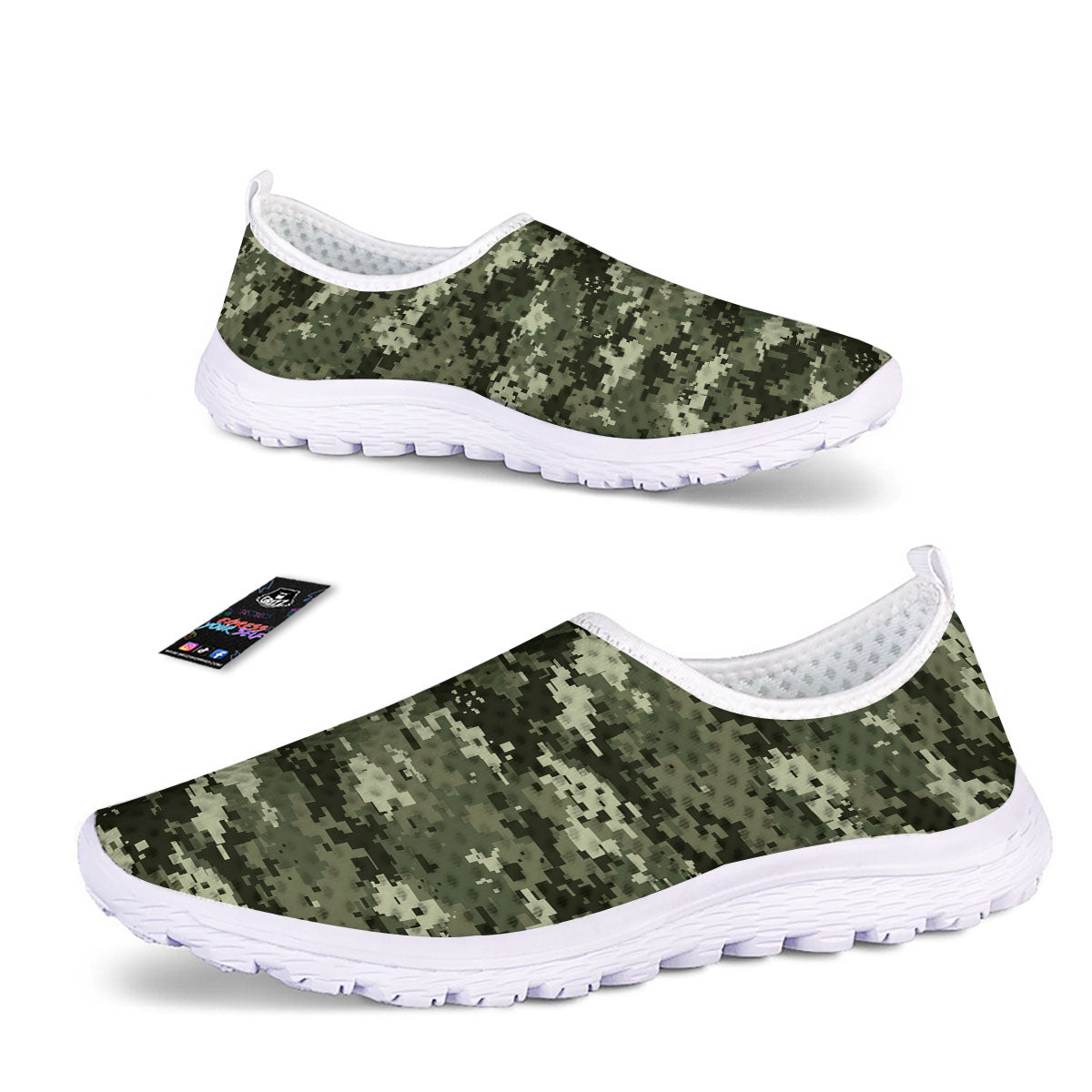 Digital Camo Desert Print Pattern Nurse Shoes-grizzshop