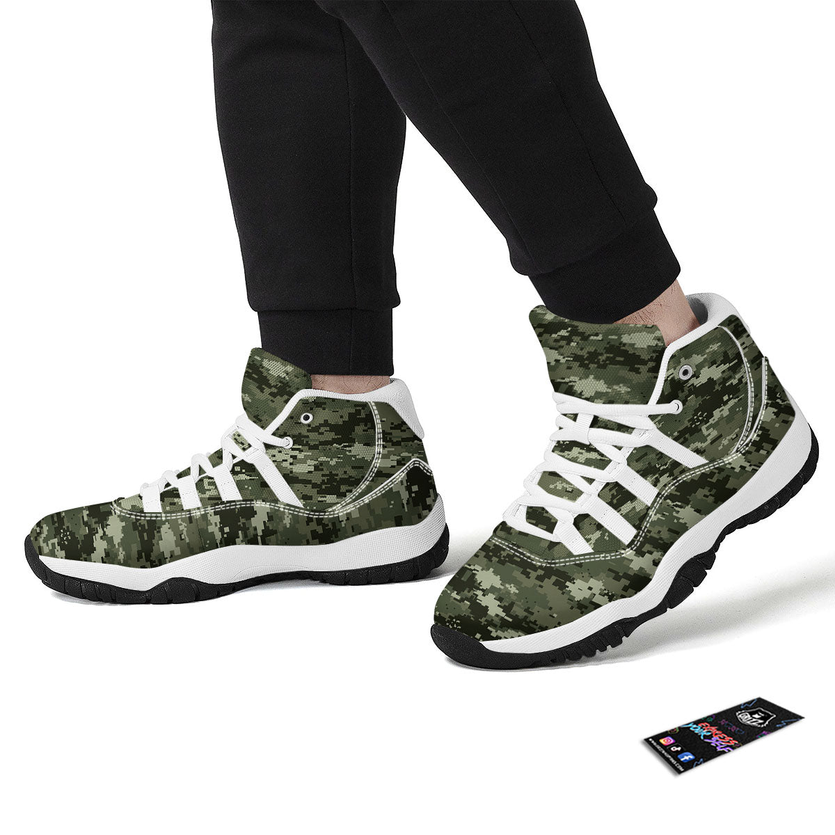 Digital Camo Desert Print Pattern White Bball Shoes-grizzshop