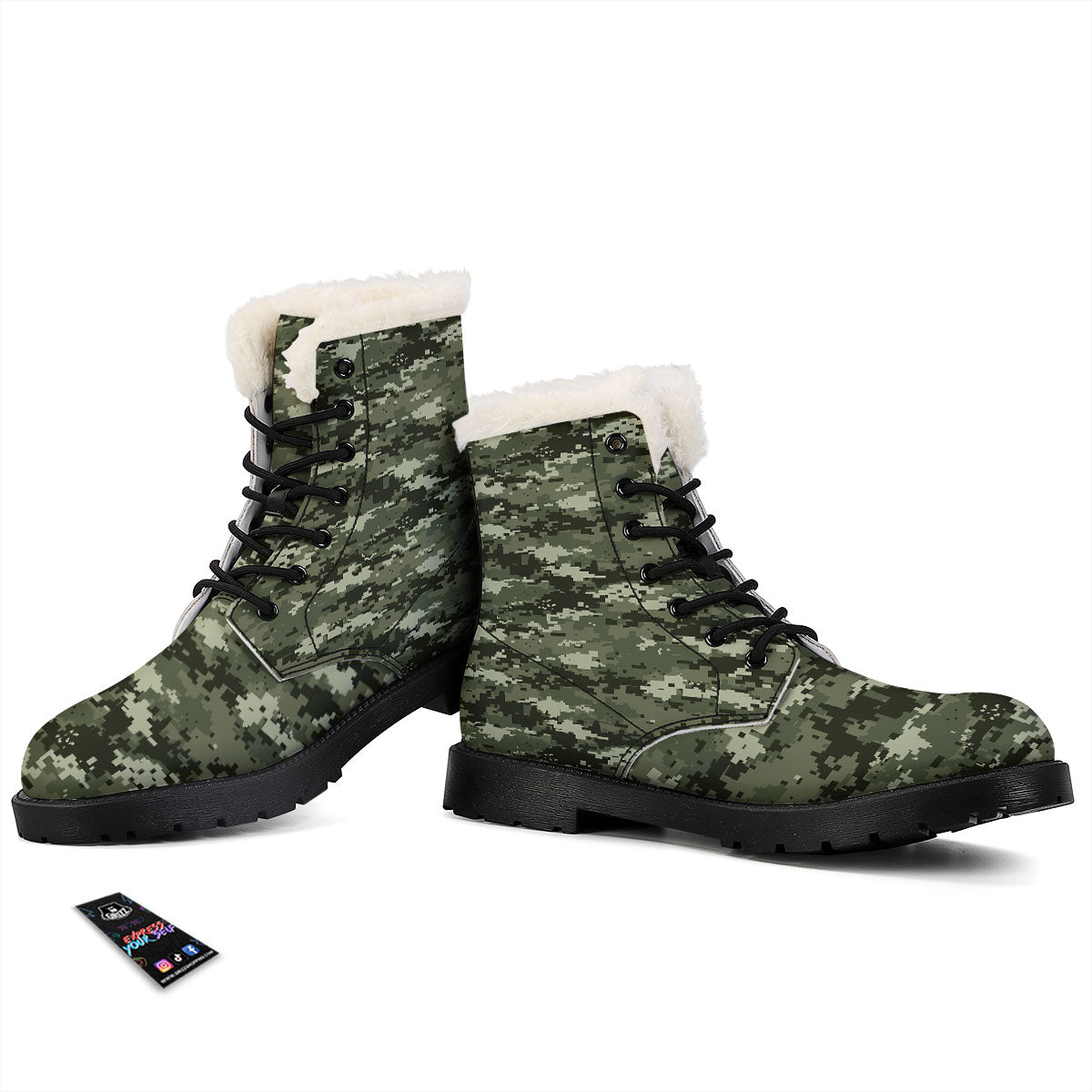 Digital Camo Desert Print Pattern Winter Boots-grizzshop