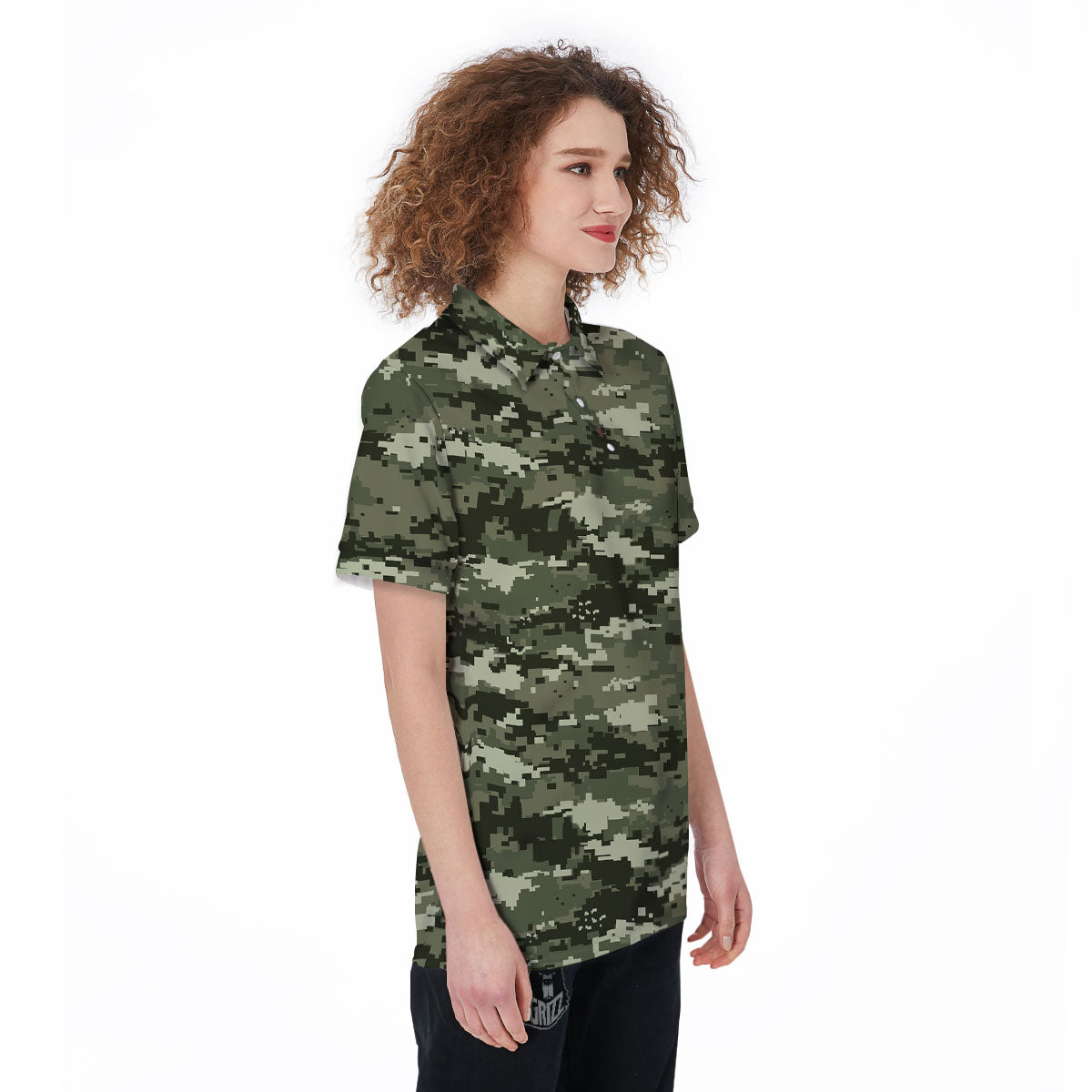 Digital Camo Desert Print Pattern Women's Golf Shirts-grizzshop