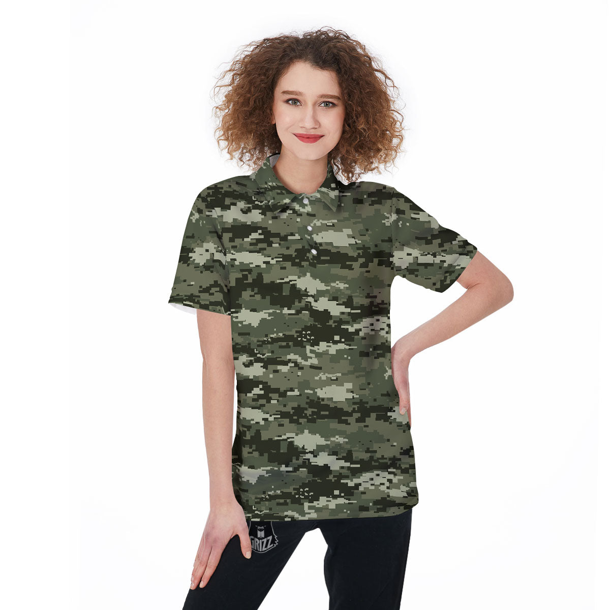 Digital Camo Desert Print Pattern Women's Golf Shirts-grizzshop