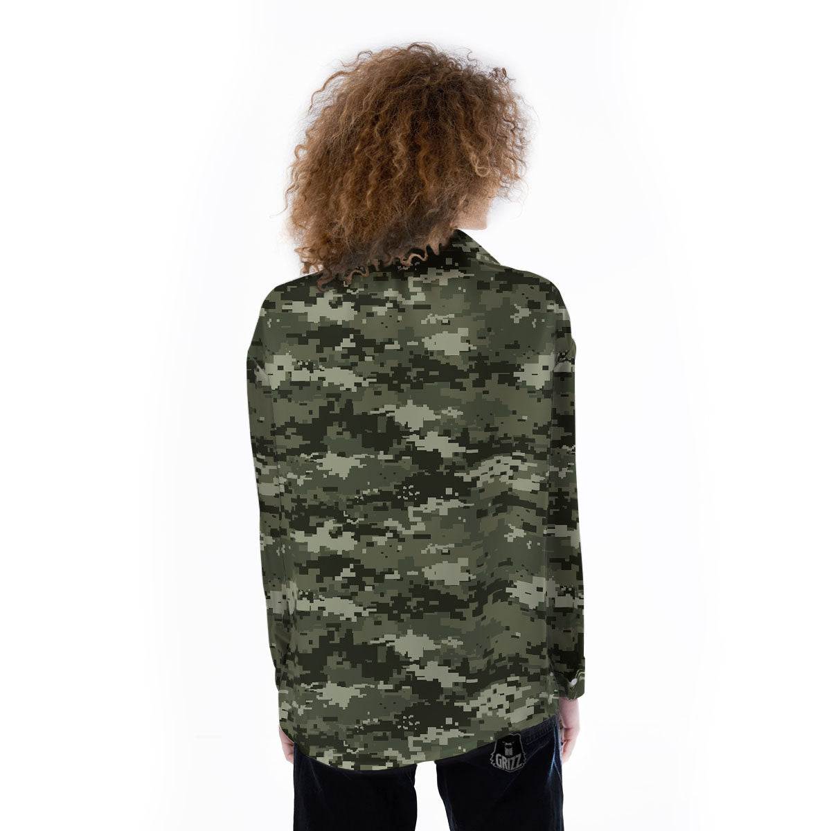Digital Camo Desert Print Pattern Women's Long Sleeve Shirts-grizzshop