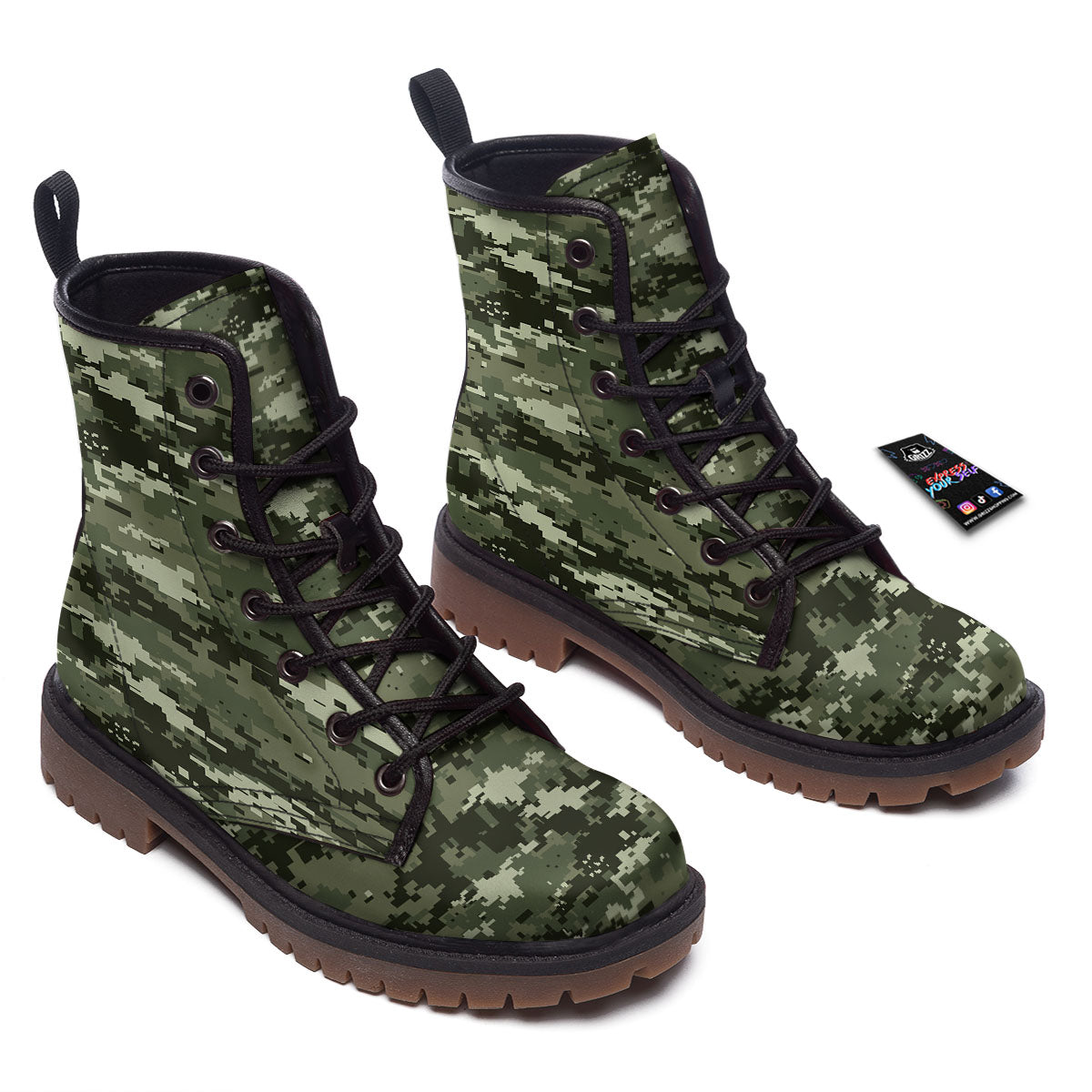 Digital Camo Desert Print Pattern Work Boots-grizzshop