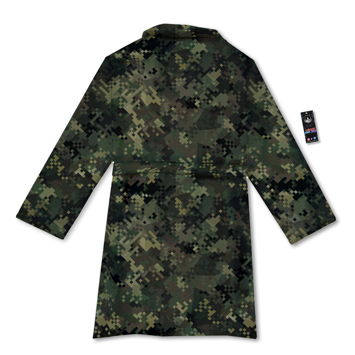 Digital Camo Forest Green Print Pattern Bathrobe-grizzshop