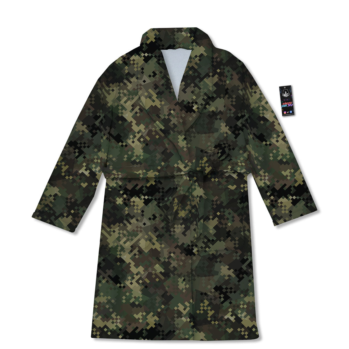 Digital Camo Forest Green Print Pattern Bathrobe-grizzshop