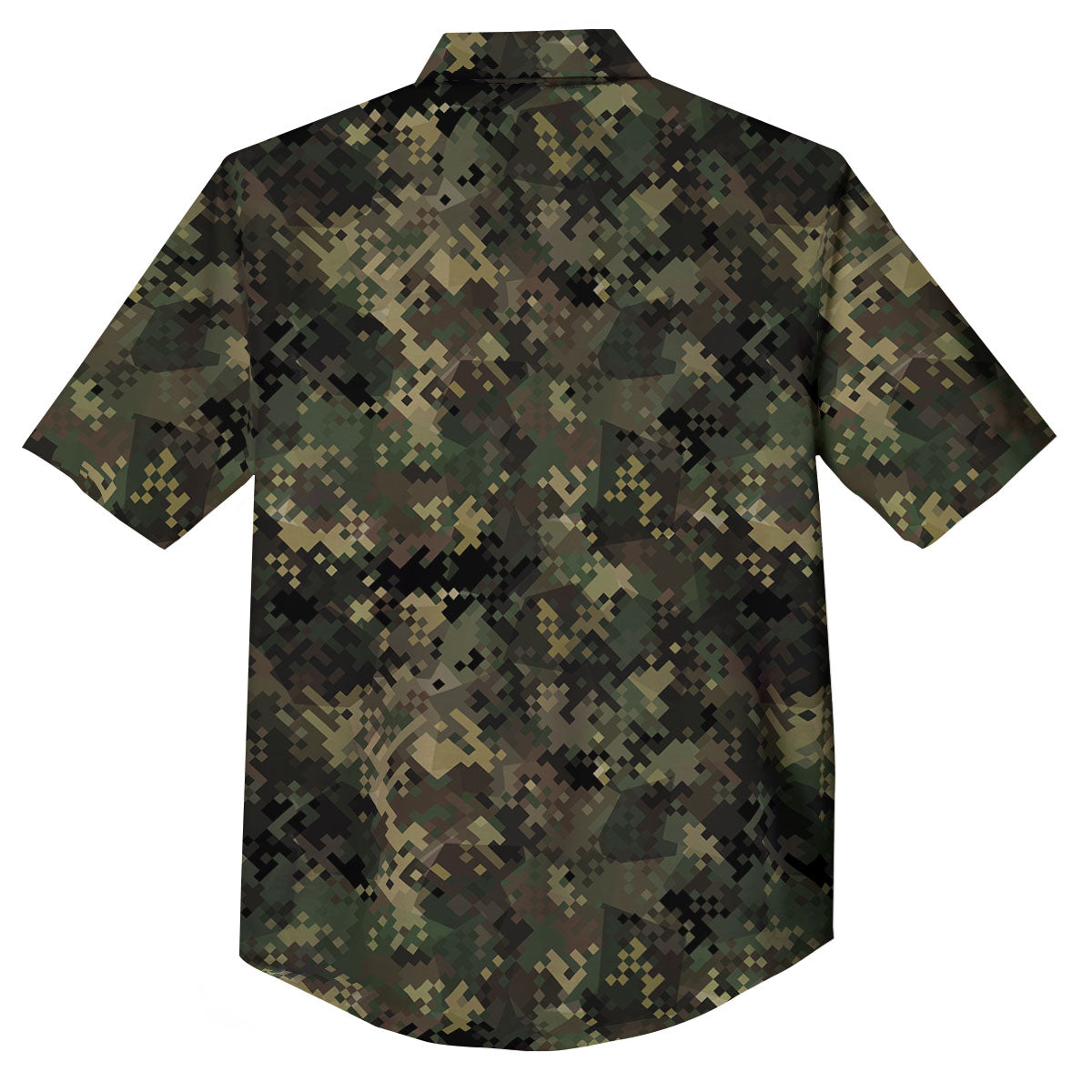 Digital Camo Forest Green Print Pattern Button Up Shirt-grizzshop
