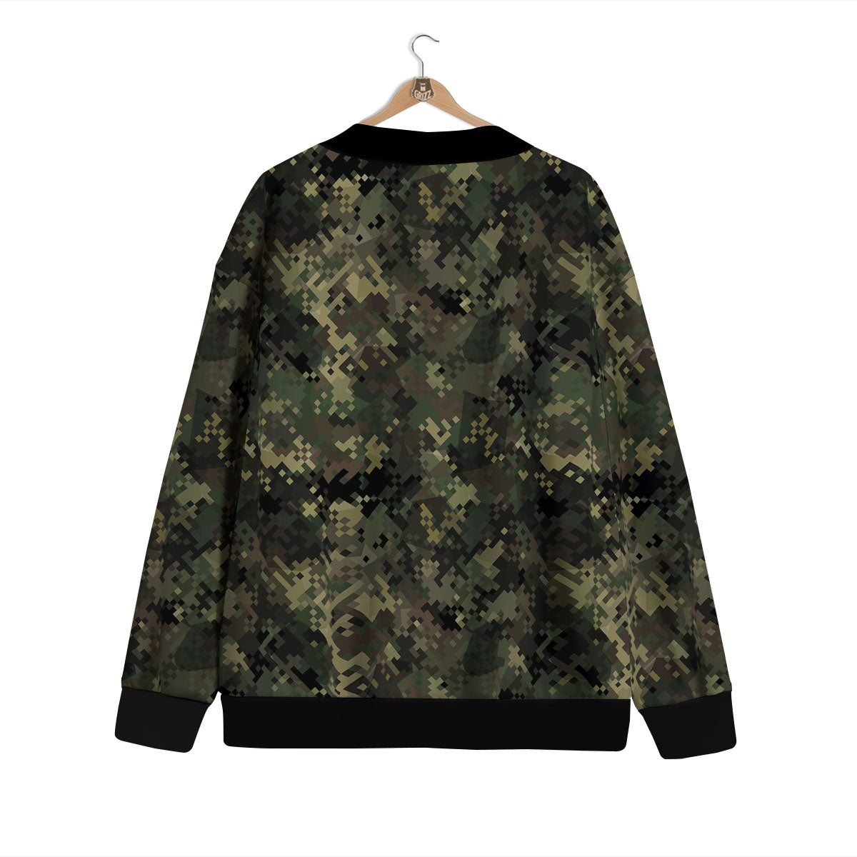 Digital Camo Forest Green Print Pattern Cardigan-grizzshop