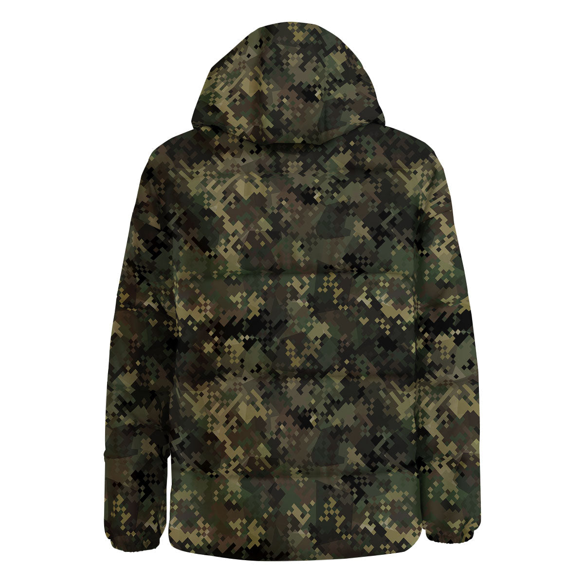 Digital Camo Forest Green Print Pattern Down Jacket-grizzshop