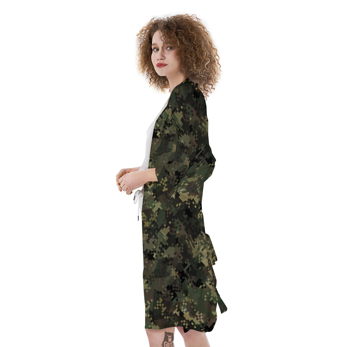 Digital Camo Forest Green Print Pattern Kimono-grizzshop