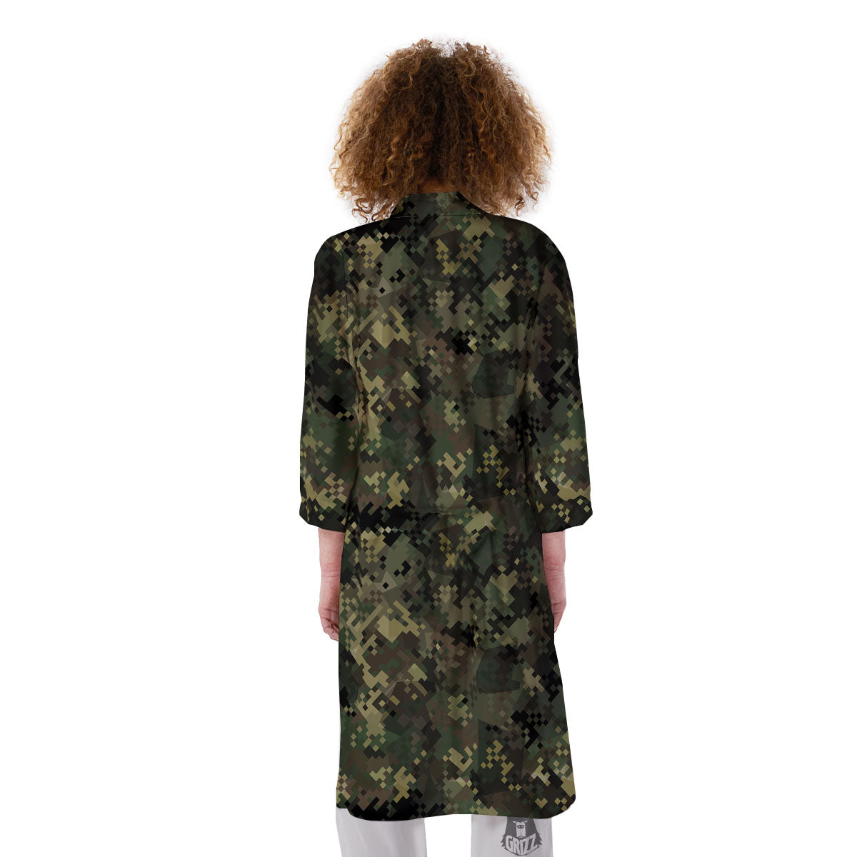 Digital Camo Forest Green Print Pattern Kimono-grizzshop