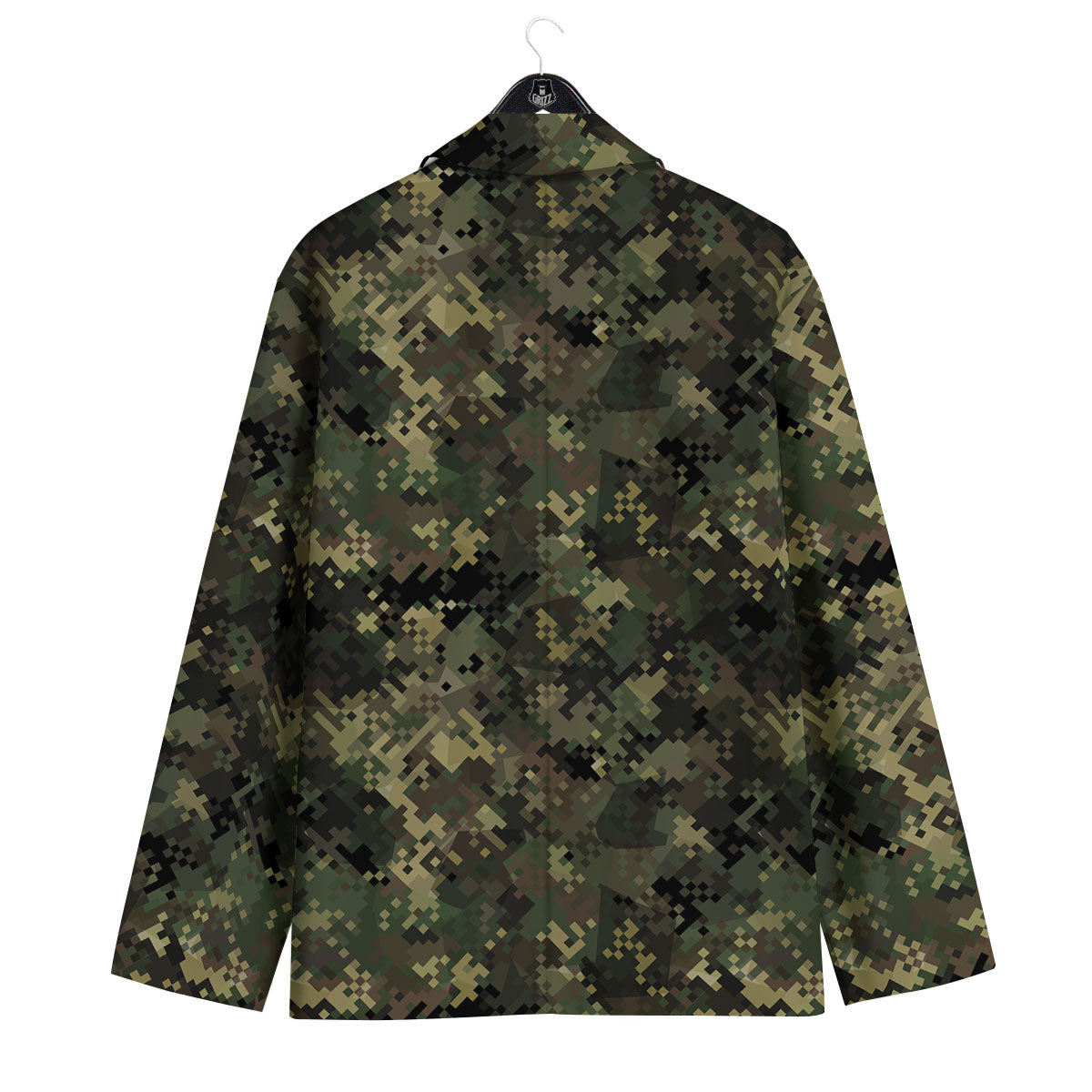 Digital Camo Forest Green Print Pattern Men's Sport Coat-grizzshop