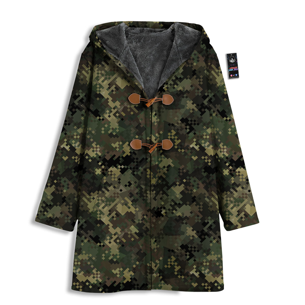 Digital Camo Forest Green Print Pattern Men's Windbreaker Jacket-grizzshop