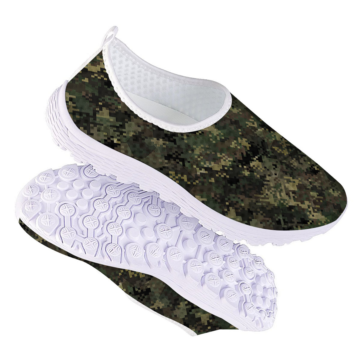 Digital Camo Forest Green Print Pattern Nurse Shoes-grizzshop