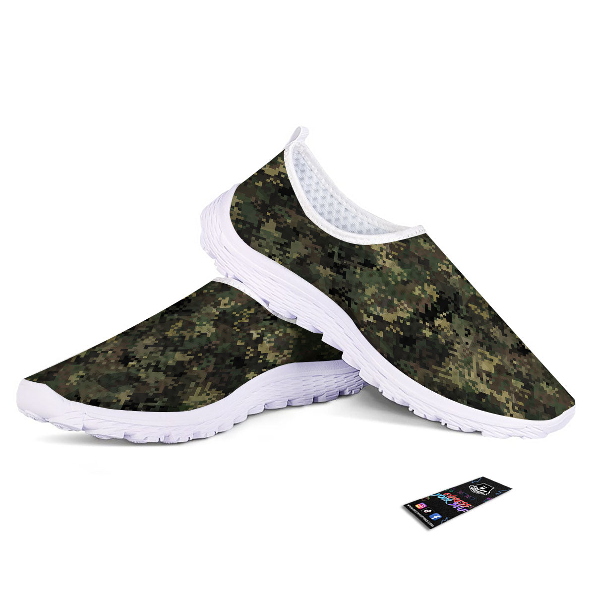Digital Camo Forest Green Print Pattern Nurse Shoes-grizzshop