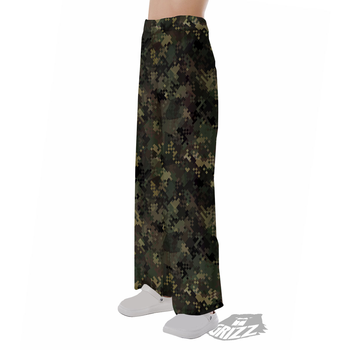 Digital Camo Forest Green Print Pattern Pajama Pants-grizzshop