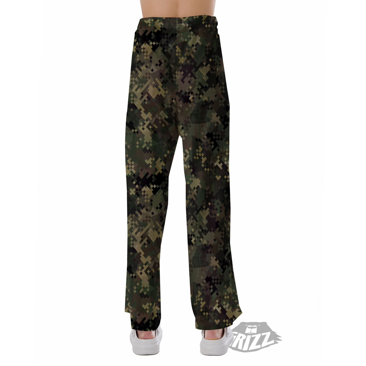 Digital Camo Forest Green Print Pattern Pajama Pants-grizzshop