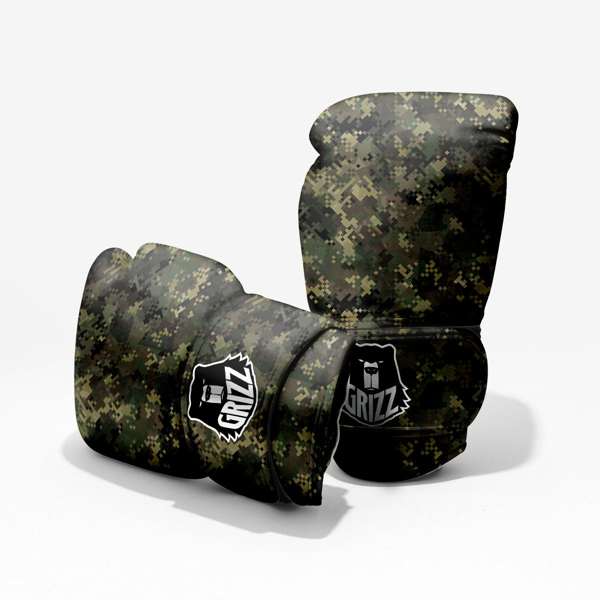 Digital Camo Forest Green Print Pattern Pro Boxing Glove