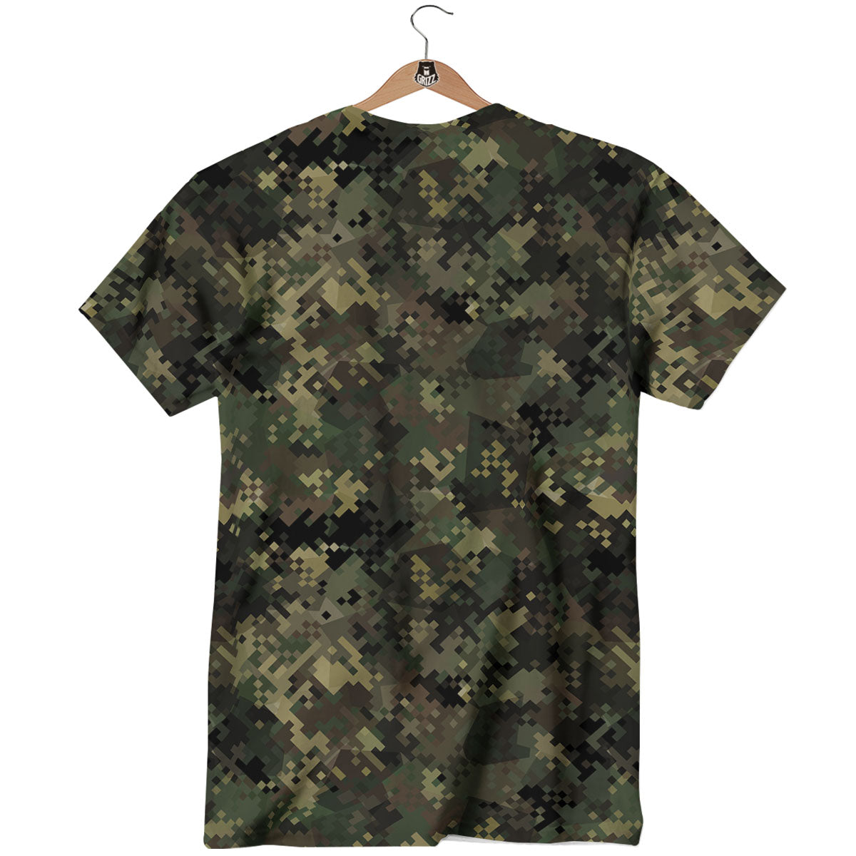 Digital Camo Forest Green Print Pattern T-Shirt-grizzshop