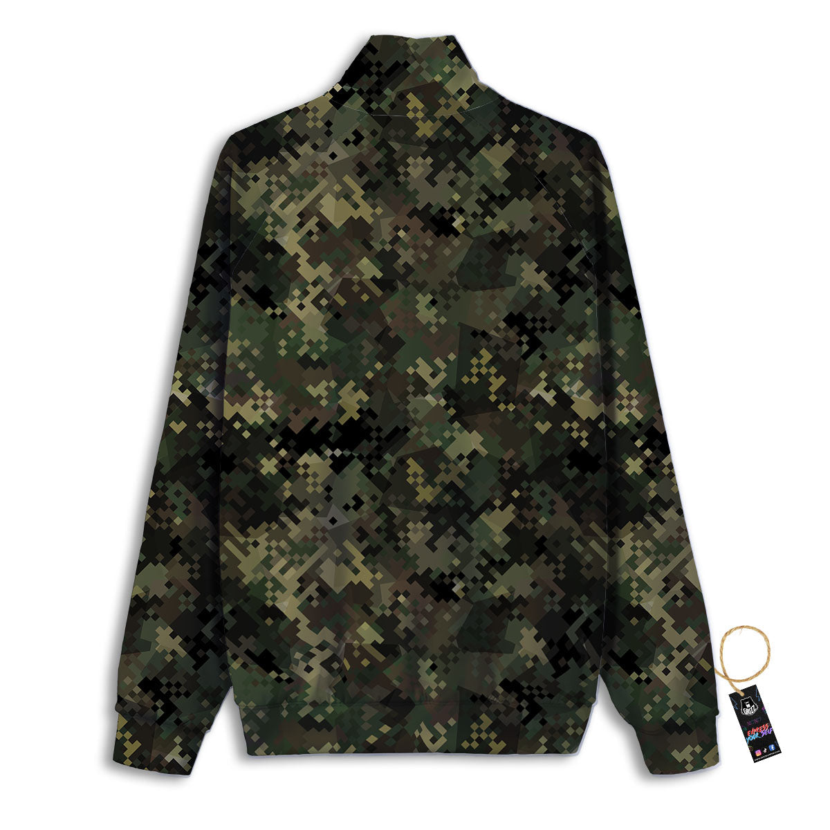 Digital Camo Forest Green Print Pattern Track Jacket-grizzshop