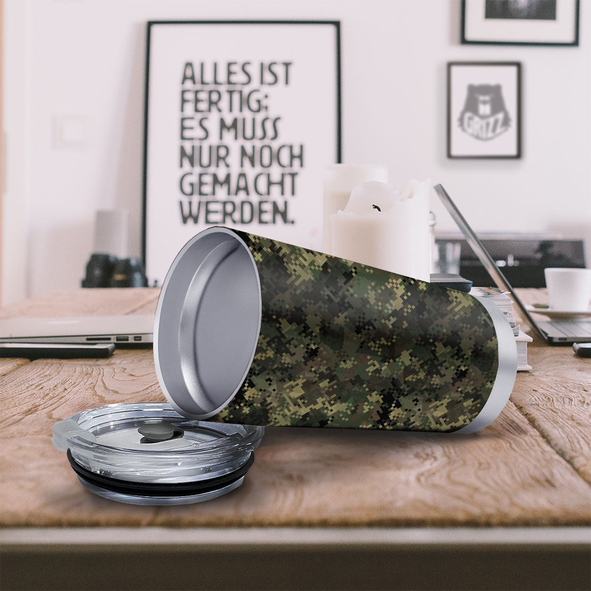 Digital Camo Forest Green Print Pattern Tumbler-grizzshop