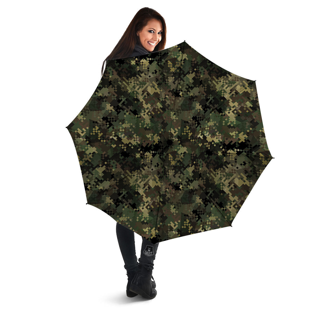 Digital Camo Forest Green Print Pattern Umbrella-grizzshop