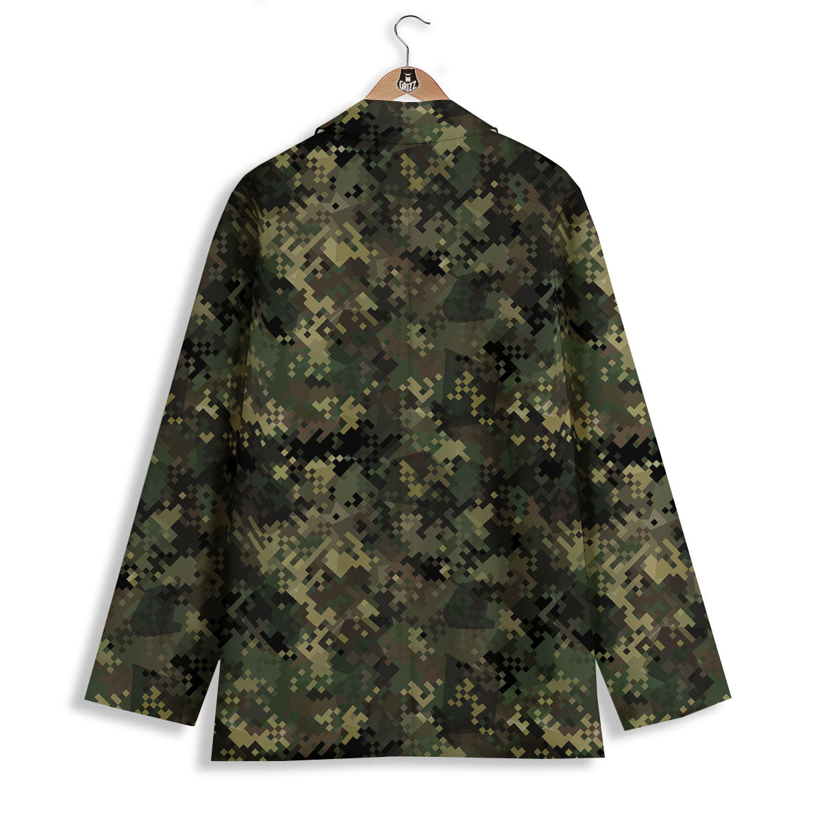 Digital Camo Forest Green Print Pattern Women's Blazer-grizzshop
