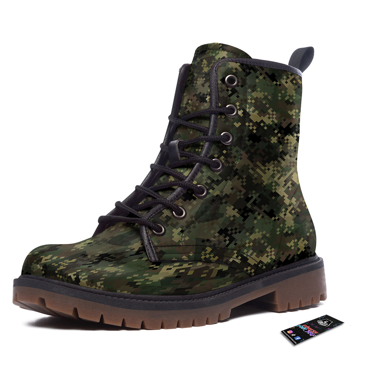 Digital Camo Forest Green Print Pattern Work Boots-grizzshop