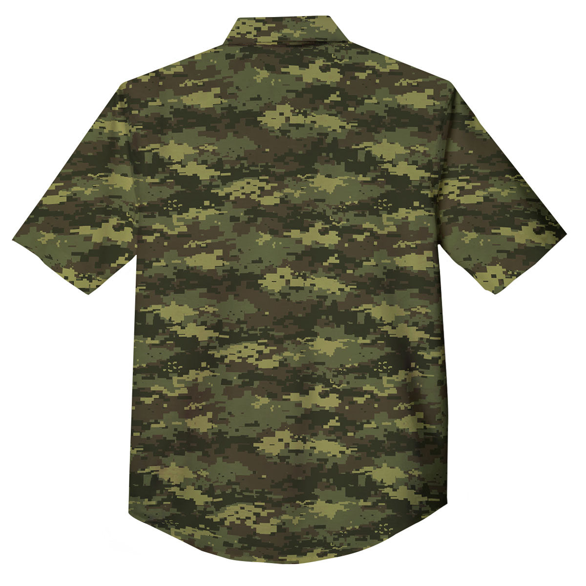 Digital Camo Green Print Pattern Button Up Shirt-grizzshop