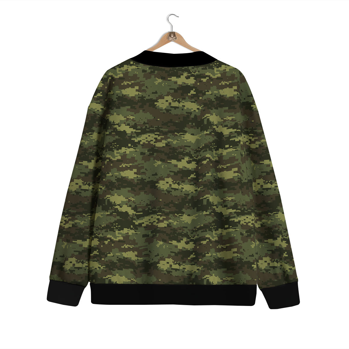 Digital Camo Green Print Pattern Cardigan-grizzshop