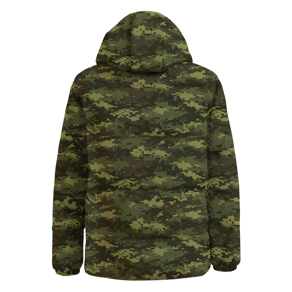 Digital Camo Green Print Pattern Down Jacket-grizzshop