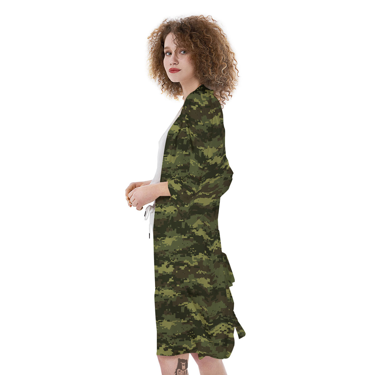Digital Camo Green Print Pattern Kimono-grizzshop