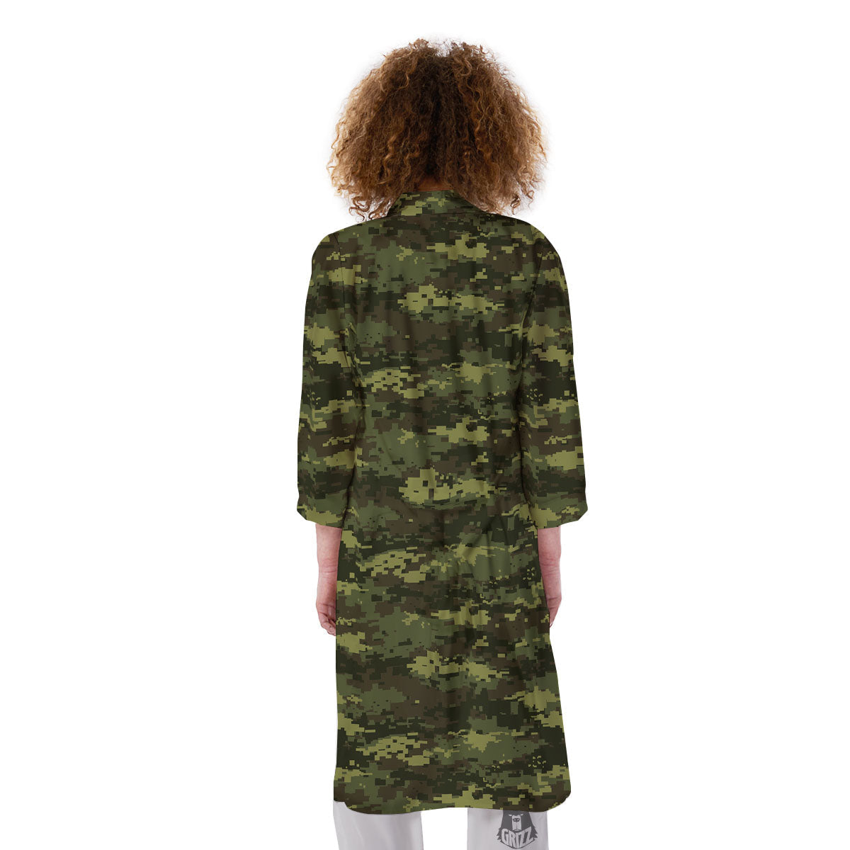 Digital Camo Green Print Pattern Kimono-grizzshop
