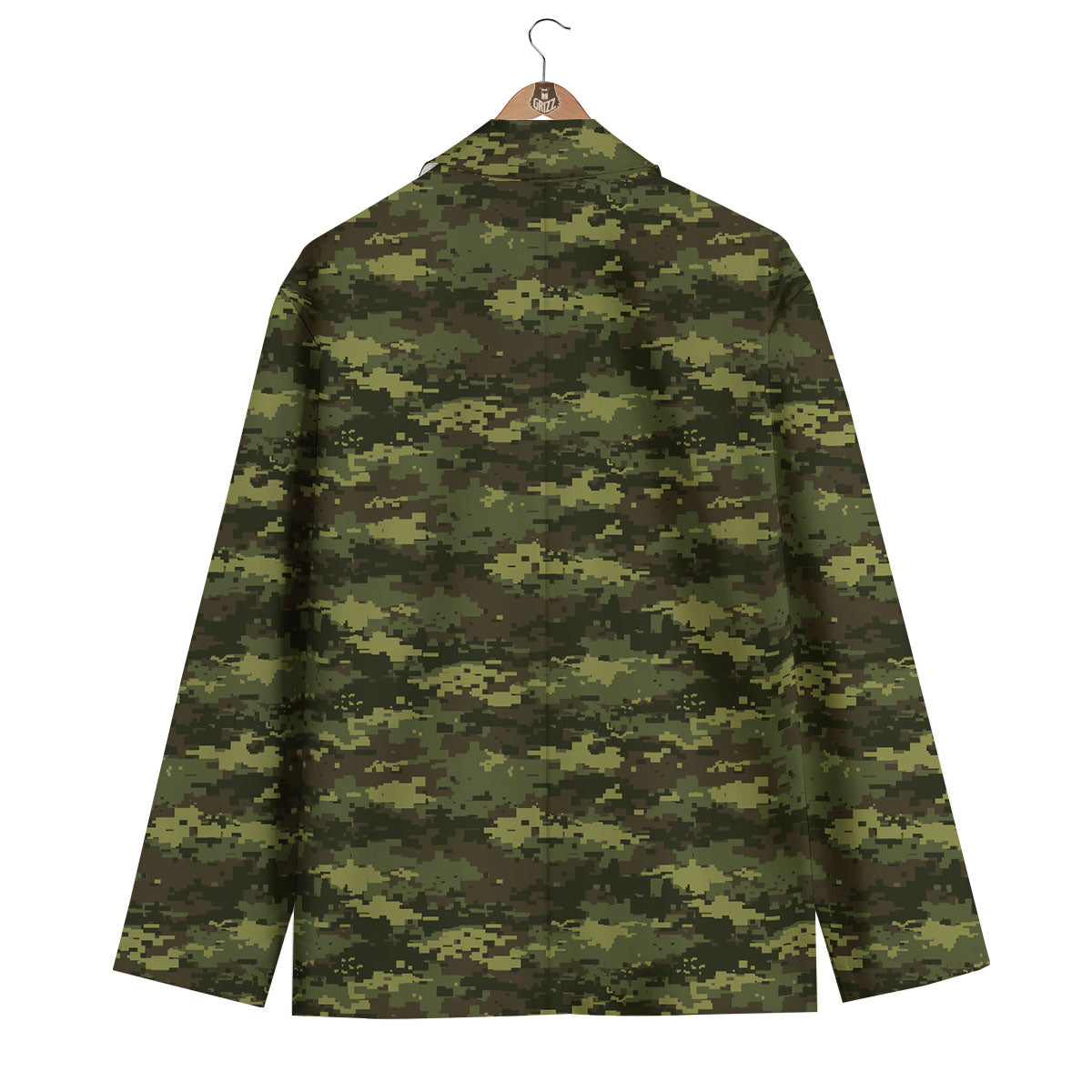 Digital Camo Green Print Pattern Men's Blazer-grizzshop
