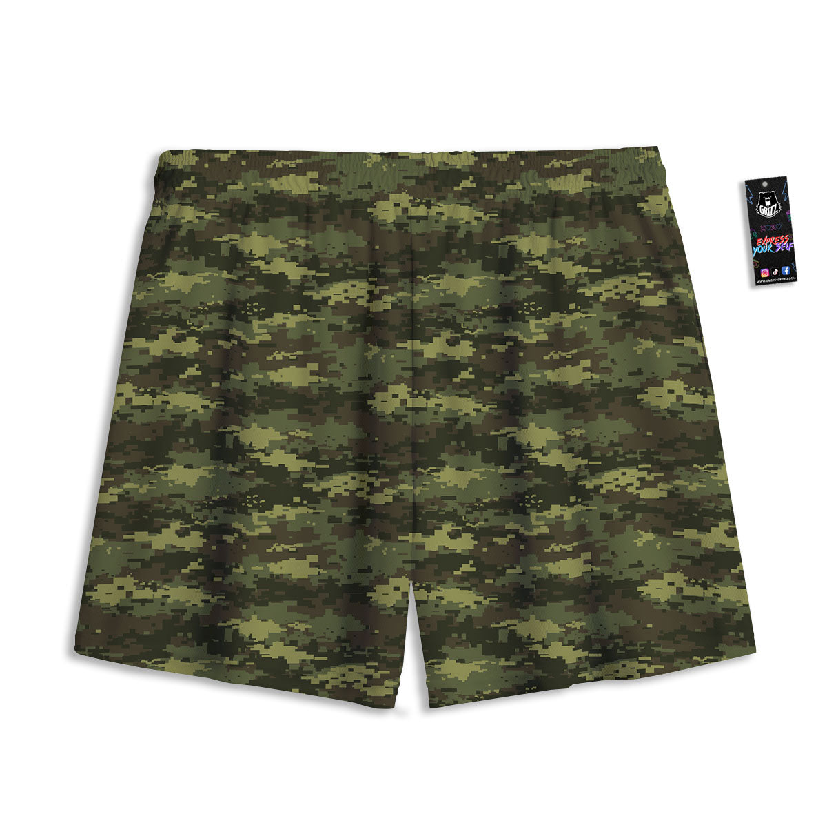 Digital Camo Green Print Pattern Mesh Shorts