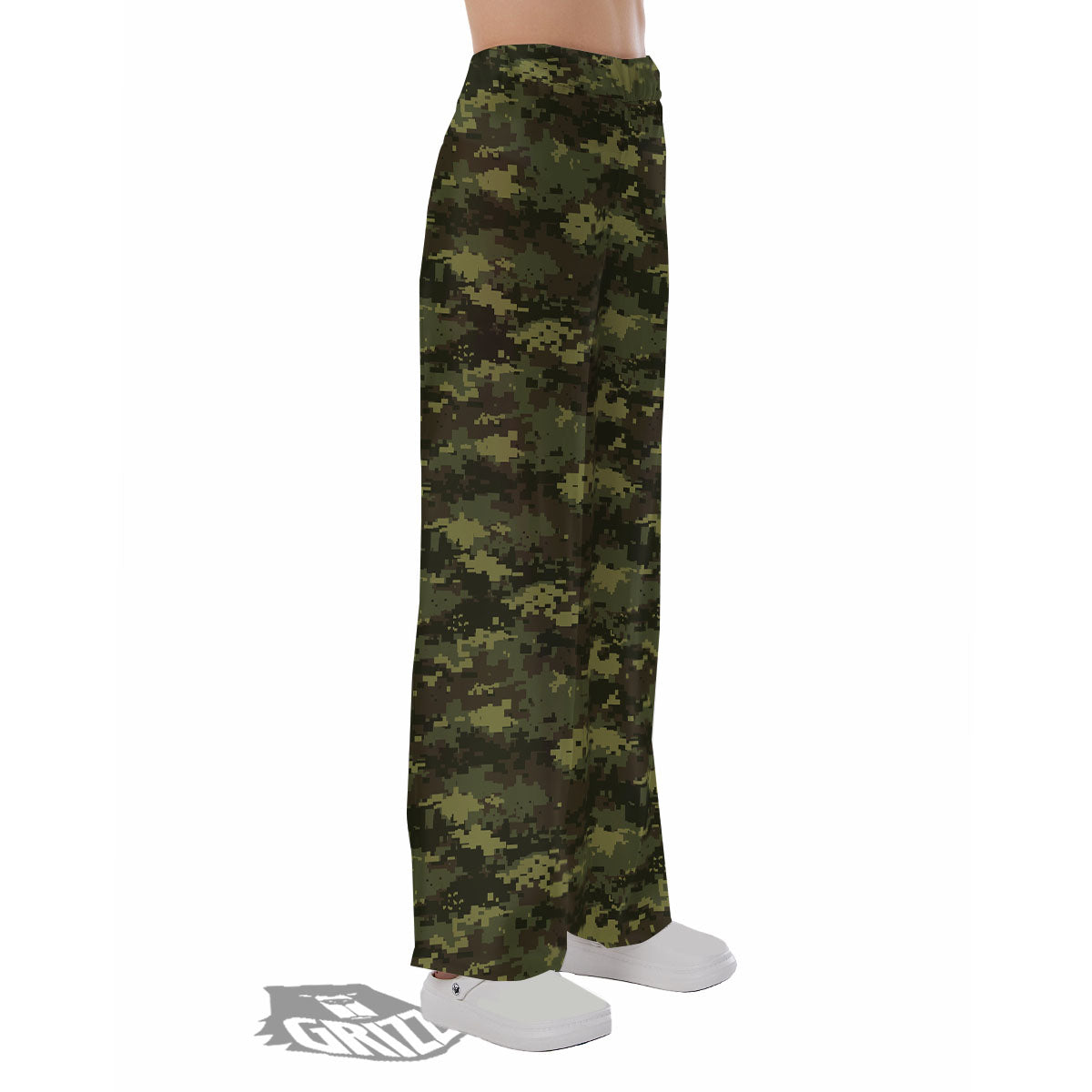Digital Camo Green Print Pattern Pajama Pants-grizzshop