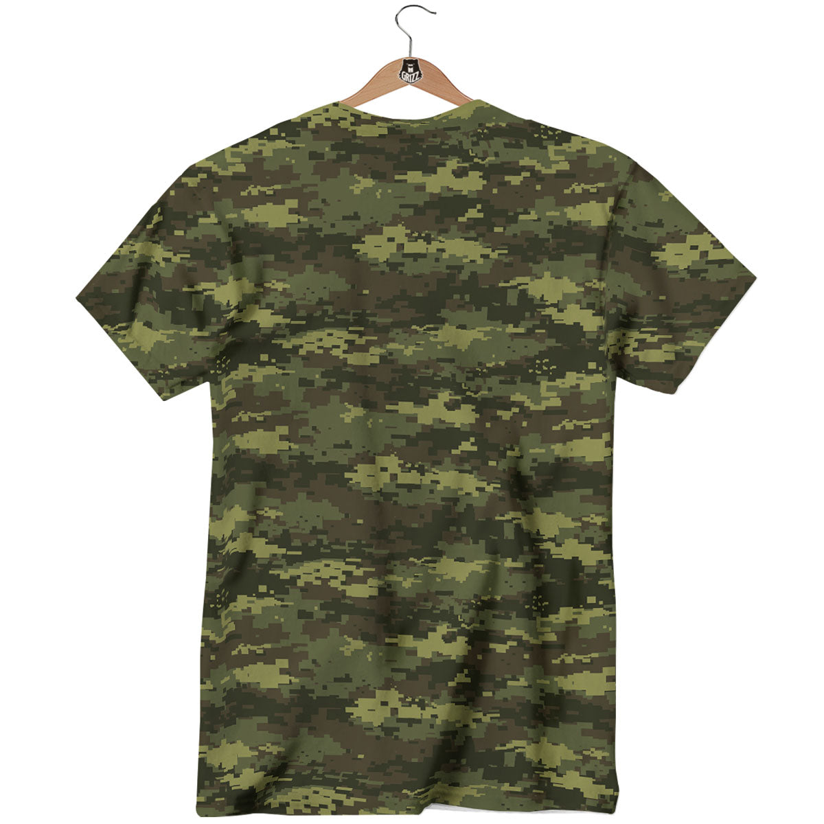 Digital Camo Green Print Pattern T-Shirt-grizzshop
